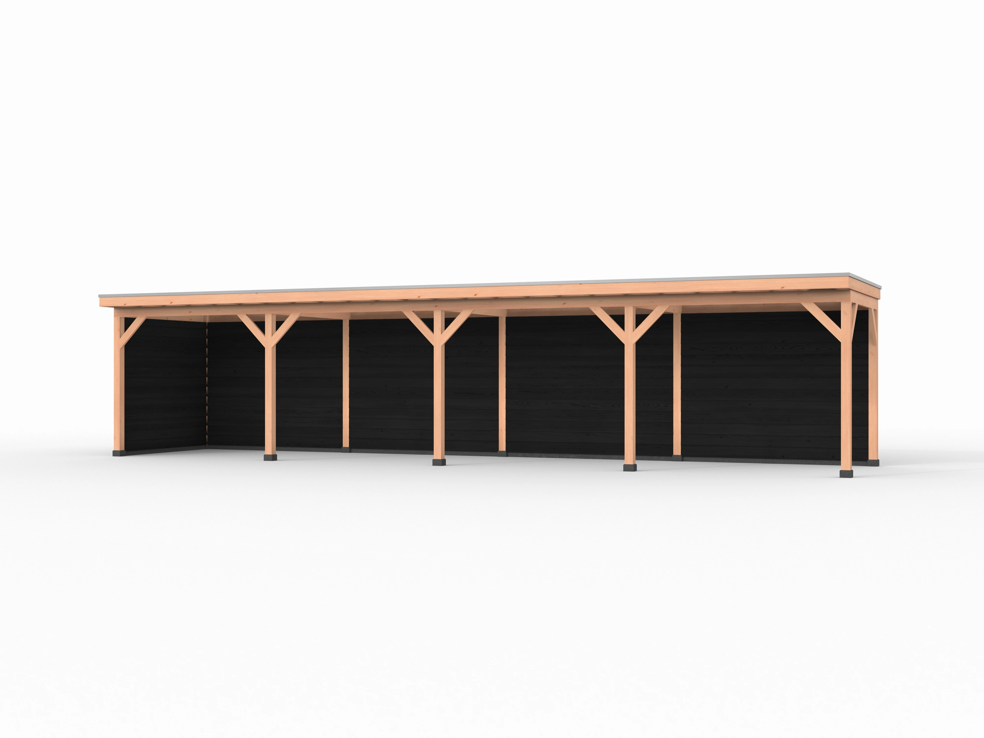 Douglas overkapping, 1200 x 250, met achterwand en zijwand, Westwood Comfort Zwart - Afbeelding 1